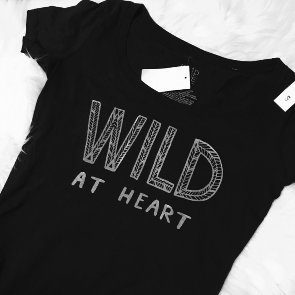 wild at heart black/grey lettering tee